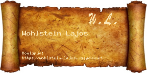 Wohlstein Lajos névjegykártya